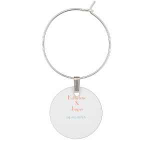 COUPLE NAME PEACH GREEN DATE WEDDING ROMANTIC ELEG WINE CHARM