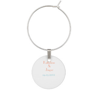 COUPLE NAME PEACH GREEN DATE WEDDING ROMANTIC ELEG WINE CHARM
