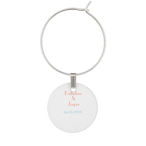 COUPLE NAME PEACH GREEN DATE WEDDING ROMANTIC ELEG WINE CHARM