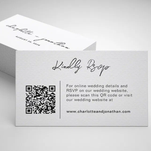 Couple Name Qr Code Wedding Rsvp Enclosure Card Zazzle