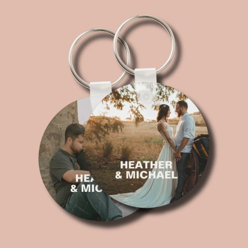 Couple Name Romantic 2 Photo  Keychain