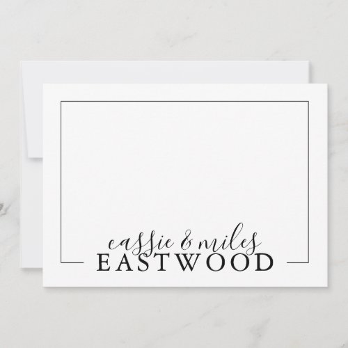 Couple Name Script Serif Wedding Note Cards