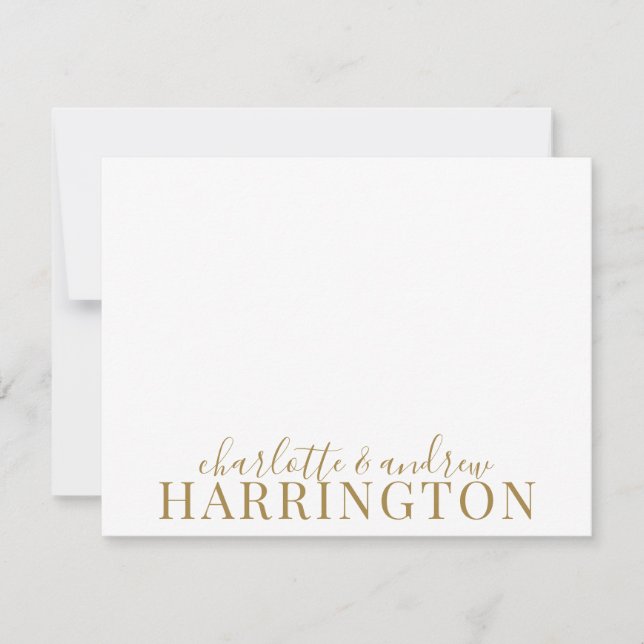 Couple Name Wedding Gold Monogram  Note Card (Front)