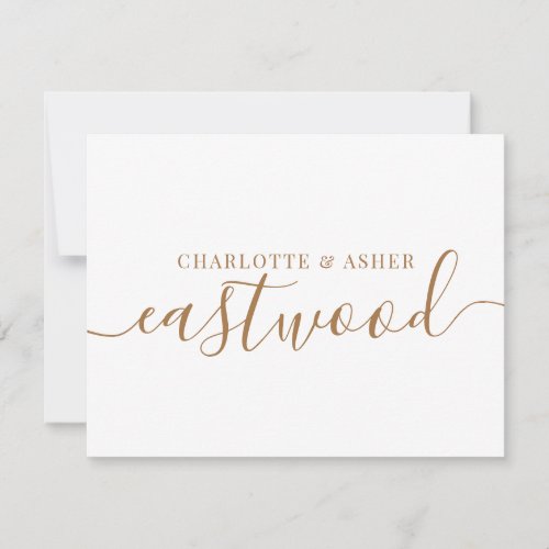 Couple Name Wedding Gold Monogram Note Card