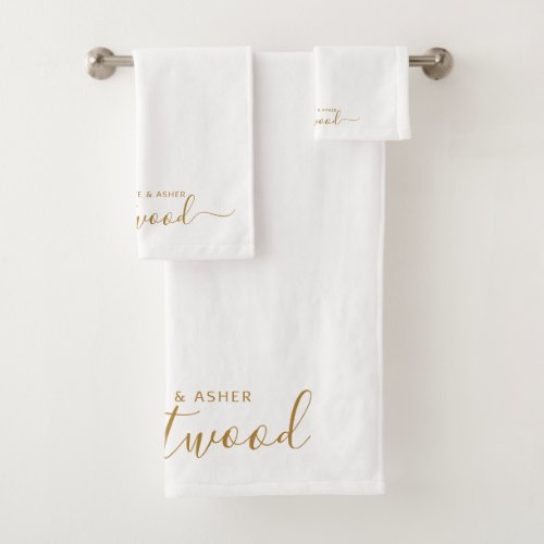Couple Name Wedding Monogram Bath Towel Set