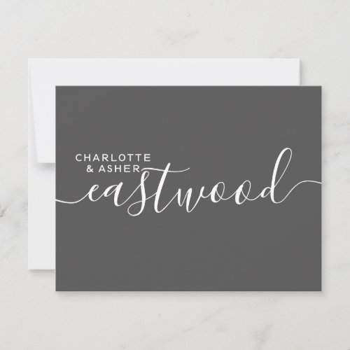 Couple Name Wedding Monogram Black Note Card