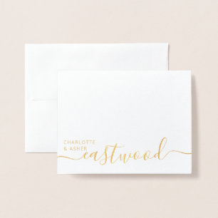 Couple Name Wedding Monogram Gold Foil Card
