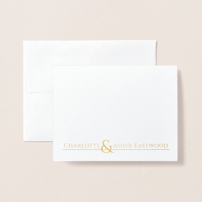 Couple Name Wedding Monogram Gold Foil Card (Front With Envelope)