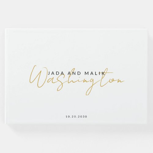 Couple Name Wedding Monogram Gold Script Name Guest Book