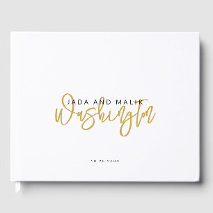 Couple Name Wedding Monogram Gold Script Name Guest Book