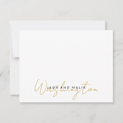 Couple Name Wedding Monogram Gold Script Name Note Card