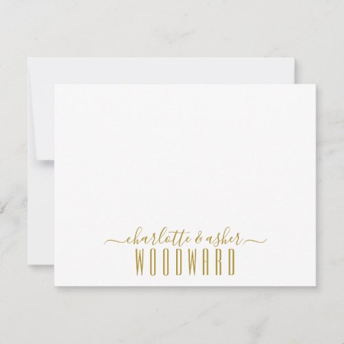 Couple Name Wedding Monogram Gold Typography Note Card