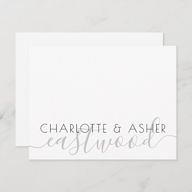 Couple Name Wedding Monogram Note Card (Front/Back)