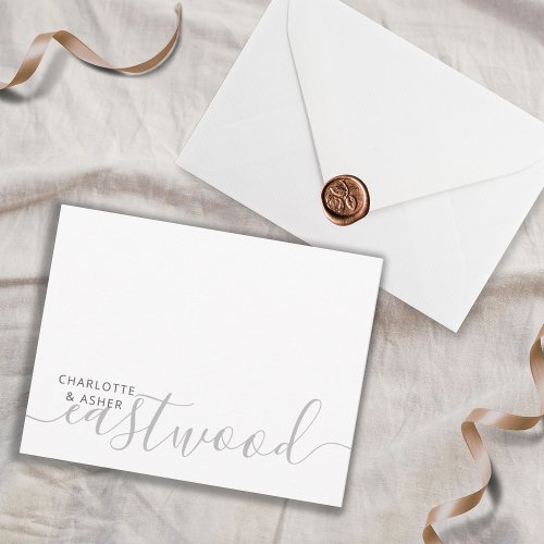 Couple Name Wedding Monogram Note Card