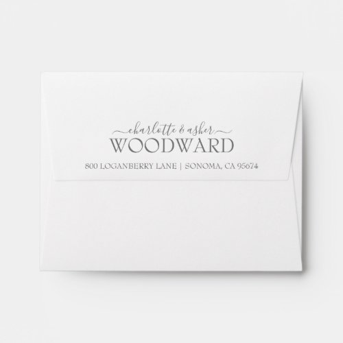 Couple Name Wedding Monogram Note Card Envelope