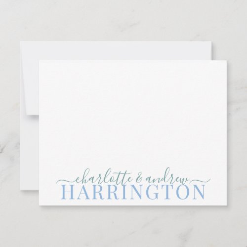 Couple Name Wedding Monogram Pastel Blue And Green Note Card