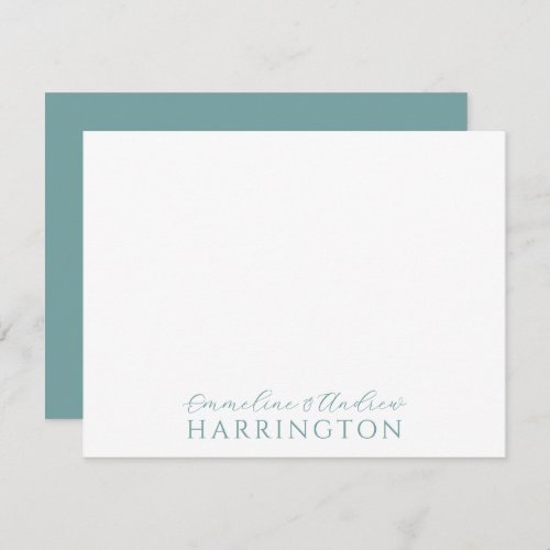 Couple Name Wedding Monogram Pastel Blue Green Note Card