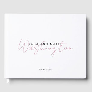 Couple Name Wedding Monogram Pink Script Name Guest Book