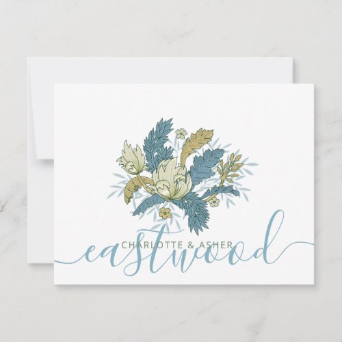 Couple Name Wedding Monogram Wildflower Floral Note Card