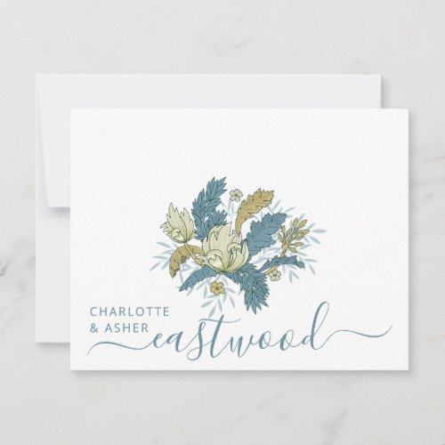 Couple Name Wedding Monogram Wildflower Floral Note Card