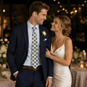 Couple Name Weddings, Anniversary Checkered Neck Tie
