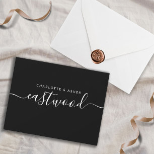 Couple Name White On Black Note Card