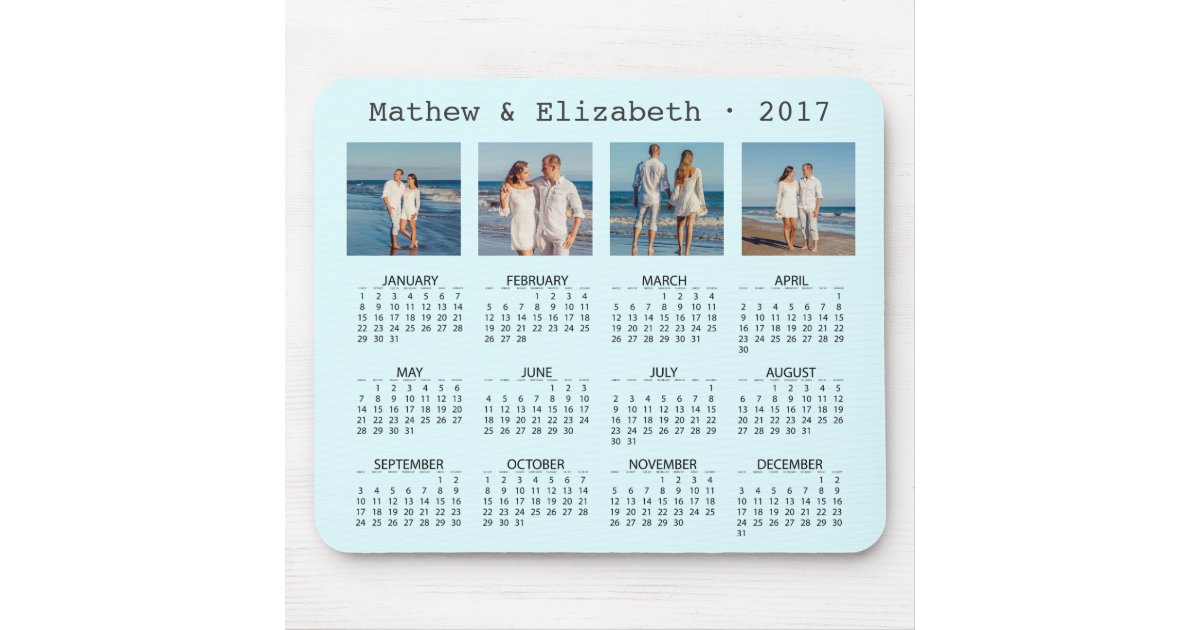 Couple Names and Photos 2017 Photo Calendar Mouse Pad Zazzle