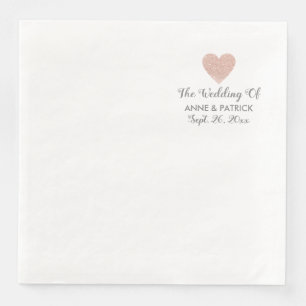 Couple Names Bright Rose Heart Love Wedding Paper Dinner Napkins