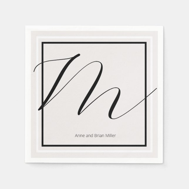 Couple Names Elegantly Monogrammed Napkins (Front)