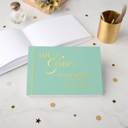 Couple Names Established Date Year Gold Foil Foil Guest Book