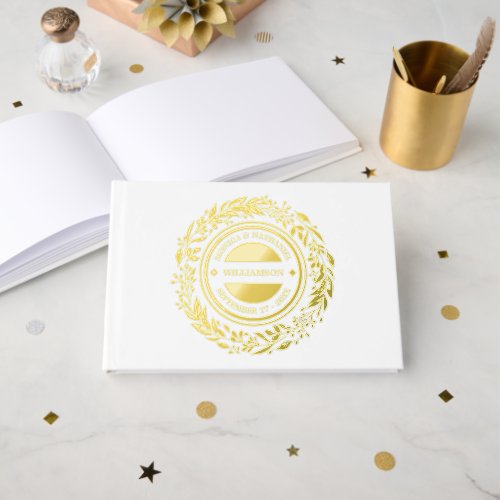 Couple Names Established Date Year Gold Foil Foil Guest Book