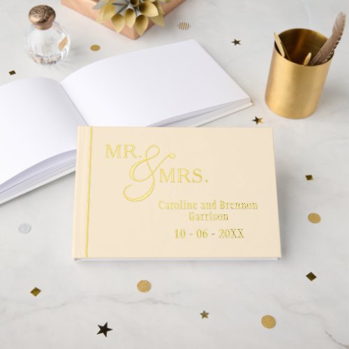 Couple Names Established Date Year Gold Foil Foil Guest Book