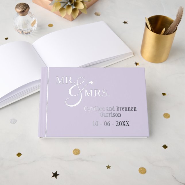 Couple Names Established Date Year Gold Foil Guest Book (Front Open)