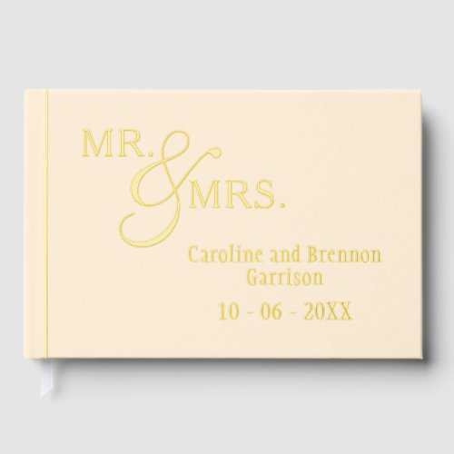 Couple Names Established Date Year Gold Foil Guest Book