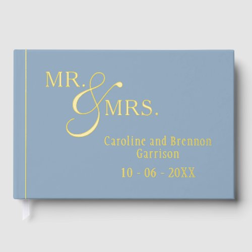 Couple Names Established Date Year Gold Foil Guest Book