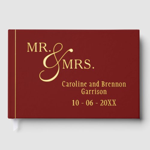 Couple Names Established Date Year Gold Foil Guest Book