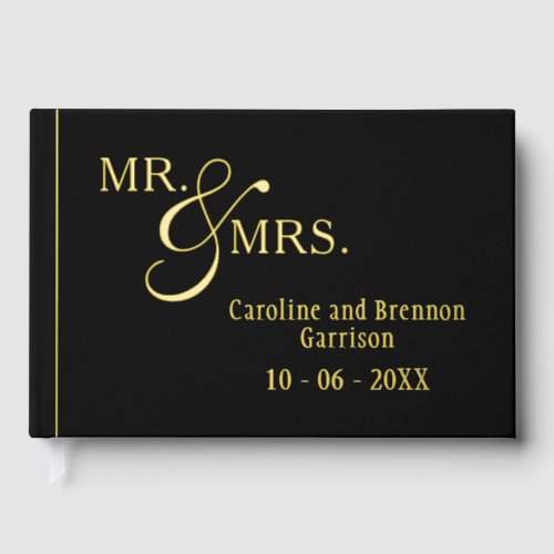 Couple Names Established Date Year Gold Foil Guest Book