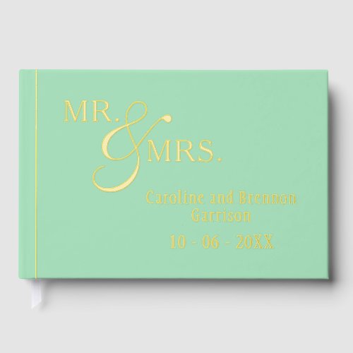 Couple Names Established Date Year Gold Foil Guest Book