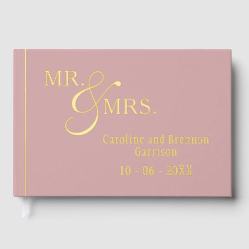 Couple Names Established Date Year Gold Foil Guest Book