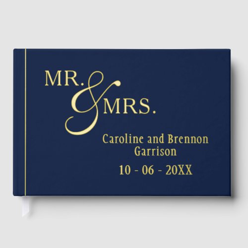 Couple Names Established Date Year Gold Foil Guest Book