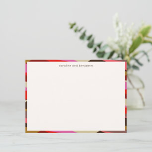 Couple Names Geometric Pink Gold Modern Border Note Card