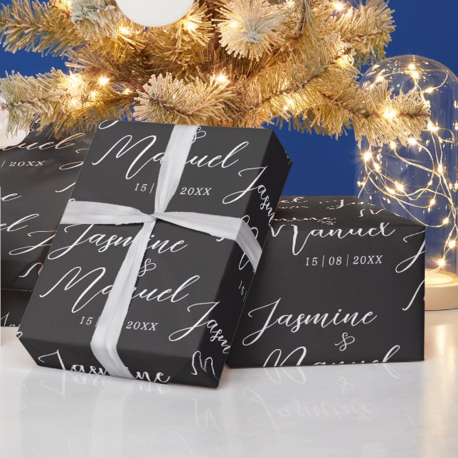 Couple Names Gift Wrapping Paper Wedding (Holidays)