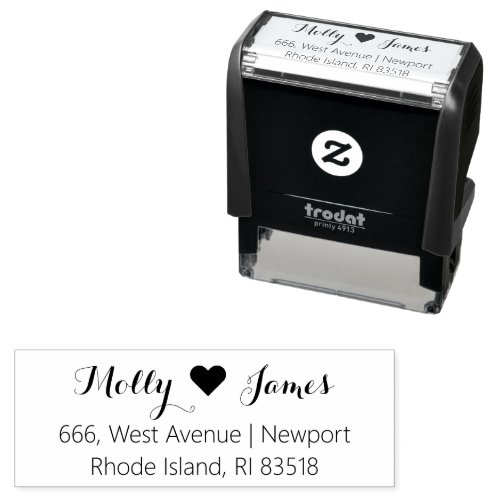 Couple Names Heart Simple Return address Self_inking Stamp