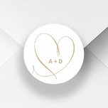 Couple names initials love heart classic round sticker