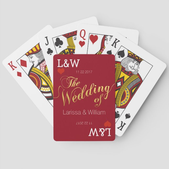 couple names, love celebration, wedding red poker cards (Back)