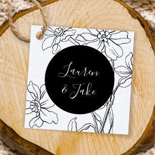 Couple Names Modern Floral Wedding Favor Tags