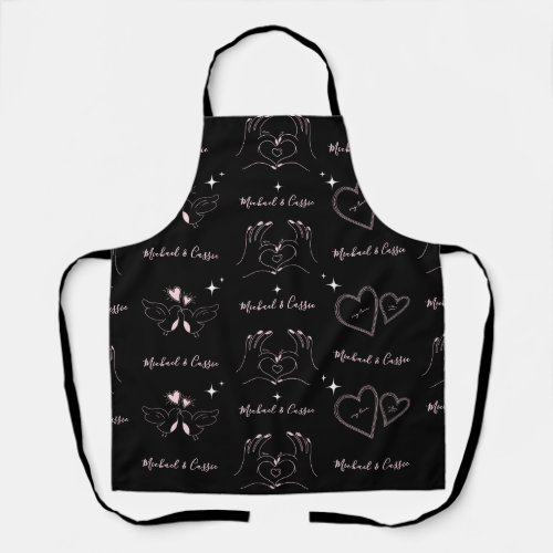 Couple Names Pattern Romantic Valentines Day Cute Apron