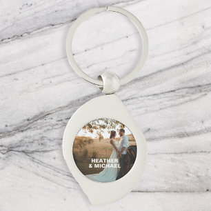 Couple Names Photo Simple Keychain