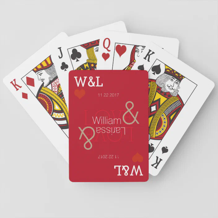 Couple Names Romantic Celebration Wedding Red Playing Cards Zazzle Com