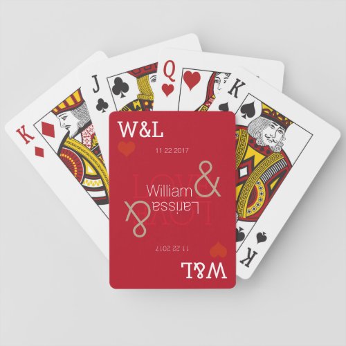 couple names romantic celebration wedding red poker cards